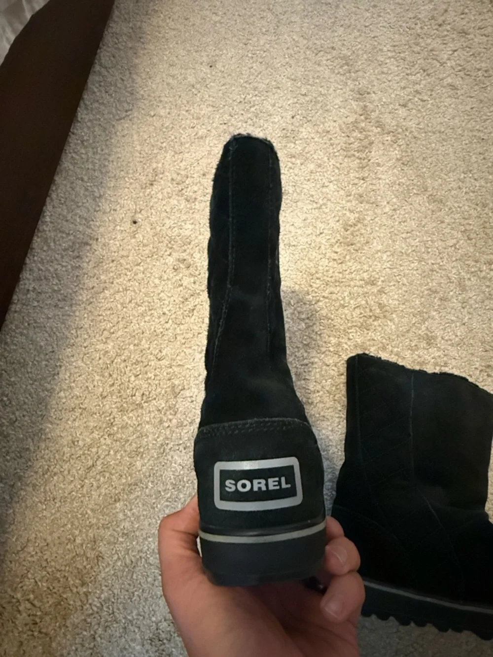 Sorel Glacy Boots Black Suede Faux Fur Lined – Women’s 7.5 - Picture 3 of 8